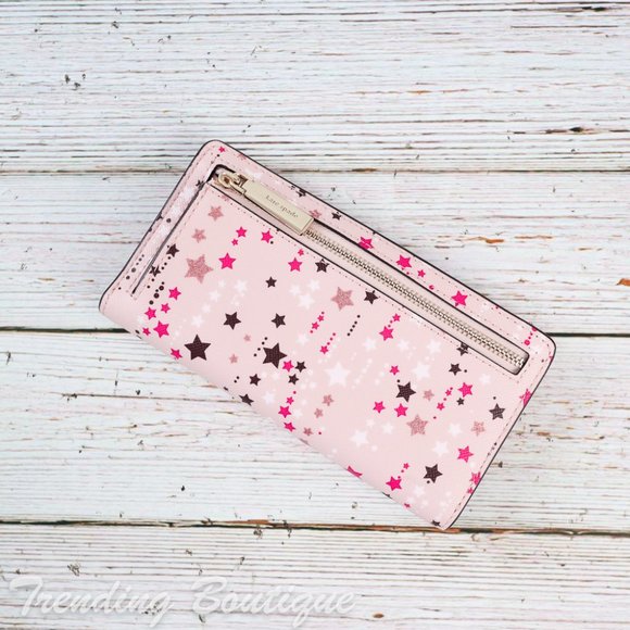 NWT Kate Spade Staci Twinkle Printed Large Slim Bifold Wallet in Pink Multi - Picture 4 of 6